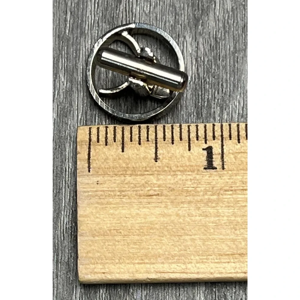 Silver Tone Round Cufflinks Mens‎ Black Cabochon Stone Modernist Design Pair